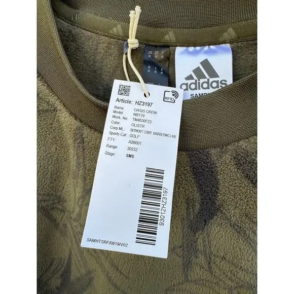Adidas Oasis Crew Sweatshirt Olive Green Medium NWT - Picture 5 of 12
